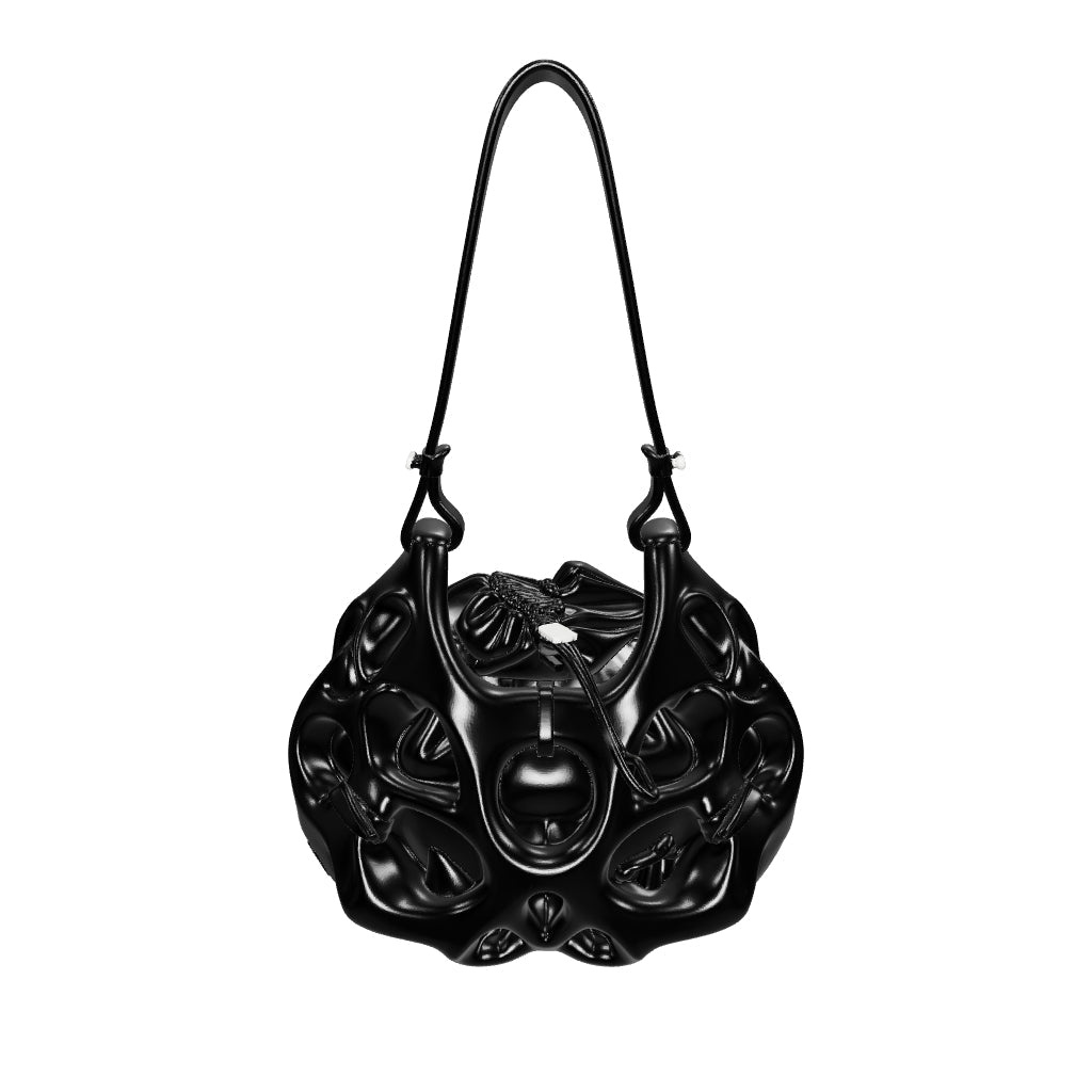 black sculptured bag